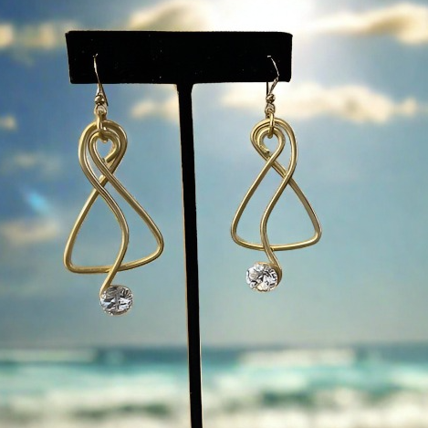 Jeff Lieb Swarovski Crystal Gold Earrings