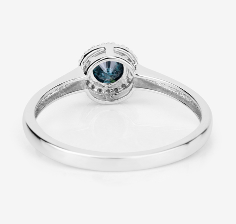 .35K Genuine Blue Diamond & White Diamond 14K White Gold Ring