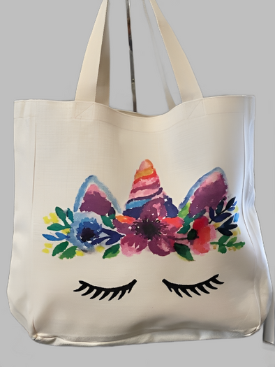 Flowered Unicorn Tote Bag