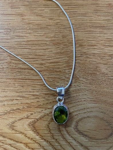 Peridot Pendant on Sterling Silver Chain