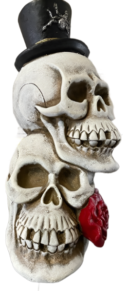 Double Stacked Skulls with Top Hat