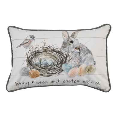 Bunny Kisses and Easter Wishes Throw Pillow