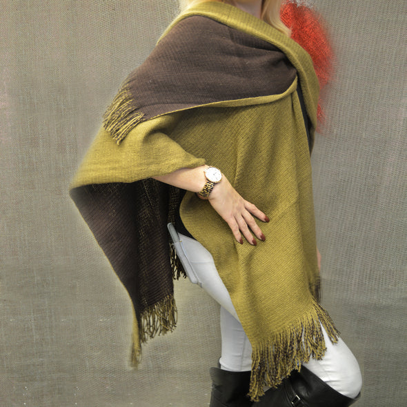 Women's Reversible Shawl Wrap Khaki/Brown