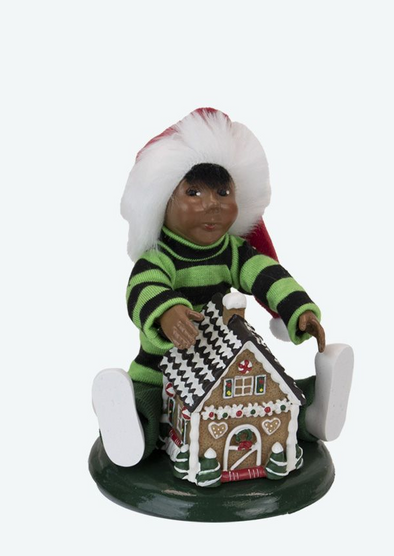 Byers Choice Toddler with Gingerbread House (African American)