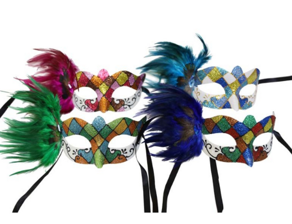 Carnival  Eye Masks with Feathers