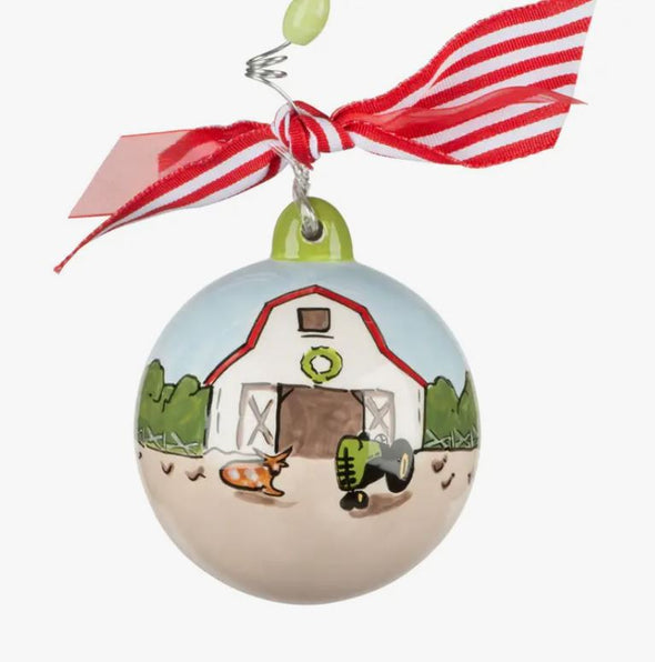 Barn and Tractor Ornament