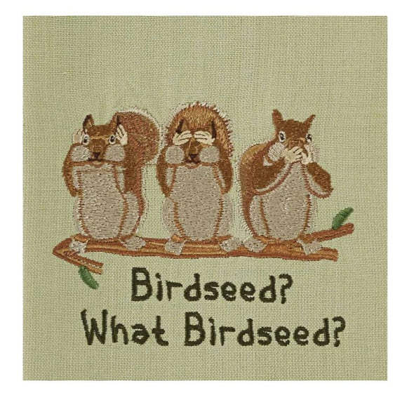 "What Birdseed" Embroidered Dishtowel
