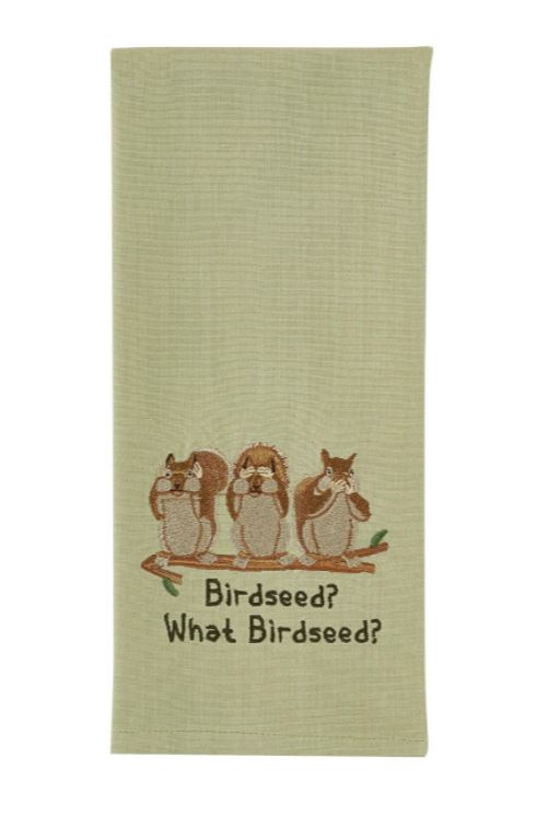 "What Birdseed" Embroidered Dishtowel
