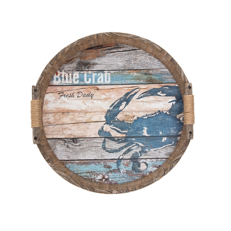 Blue Crab Distressed Serving Tray