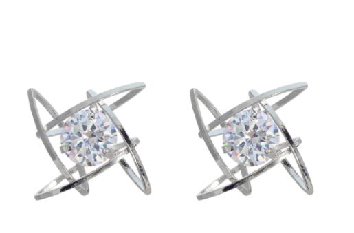 Cubic Zirconia Square Wrap Post Earrings