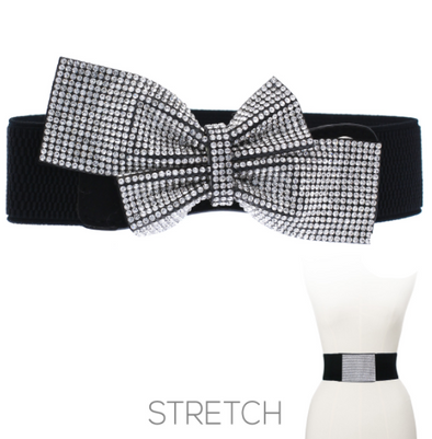 Double Crystal Bow Buckle Stretch Belt