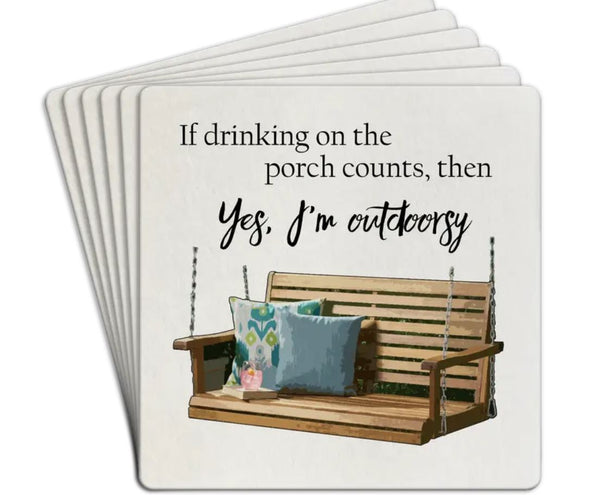 "Drinking on the Porch" Paper Coasters