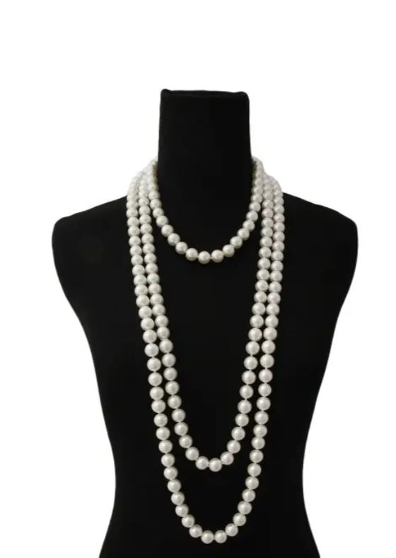 White Endless Pearl Necklace