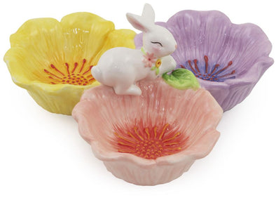 Floral Bunny Tri Part Ceramic Bowl