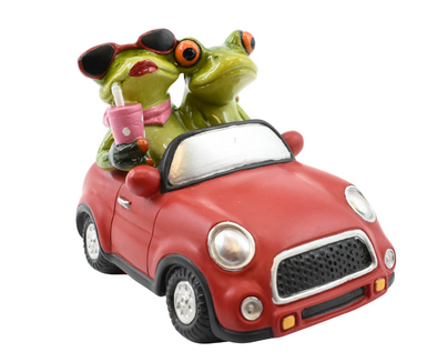 Frog Couple in a Red Car