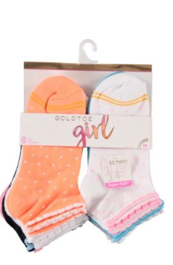 Girls Gold Toe Low Cut Socks (8-pack)