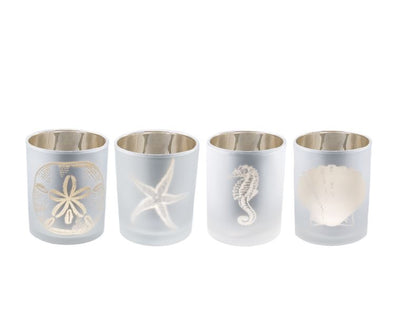 Silver Glass Tea Light Holders (Set of 4)