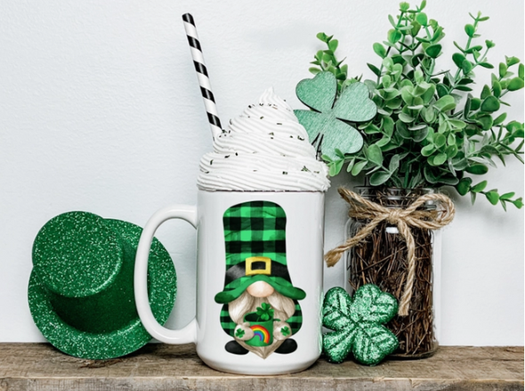 St. Patrick's Day Gnome with Rainbow Mug