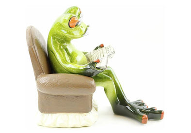Grandpa Frog Sitting Reading a Paper