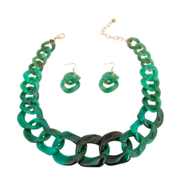 Green Link Necklace Set