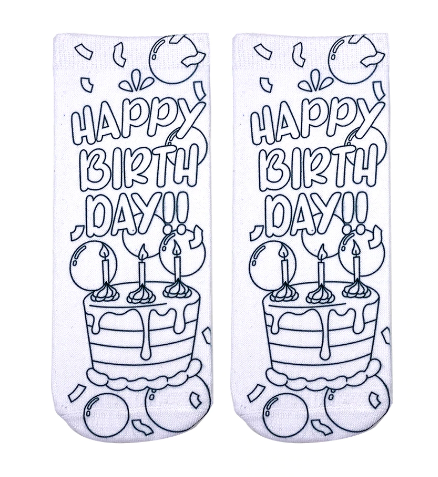 Happy Birthday Coloring Socks