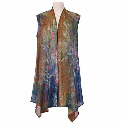 Sheer Long Vest Irises by Monet