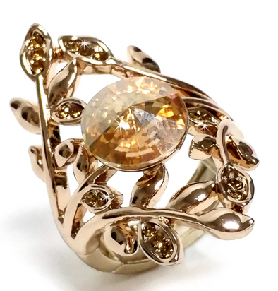 Amber Leaves of Gold Ring
