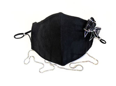 Black Dress Mask with Rhinestone Bow