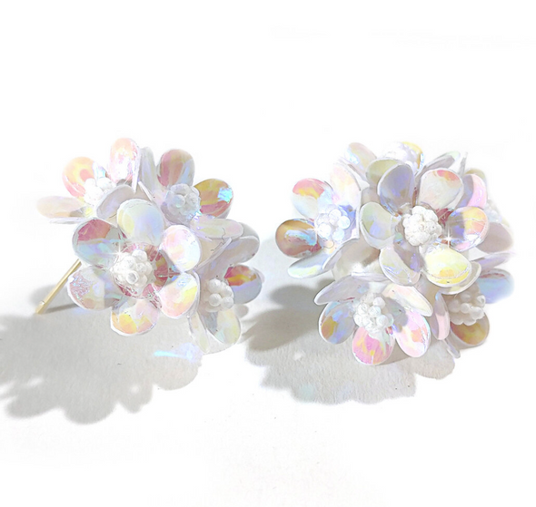 Iridescent Flower Cluster Earrings