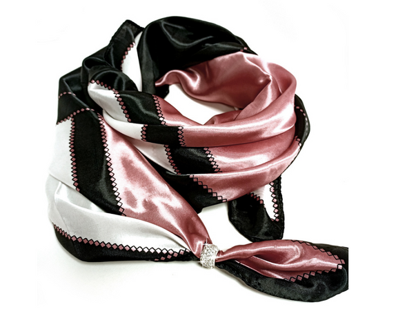 Pink & Black Silk Feel Scarf by Jacqueline Kent