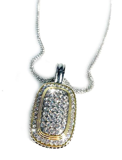 Solid Oval Pave Necklace by Jacqueline Kent
