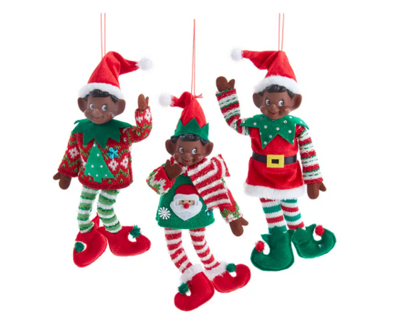 African American Elf Ornaments