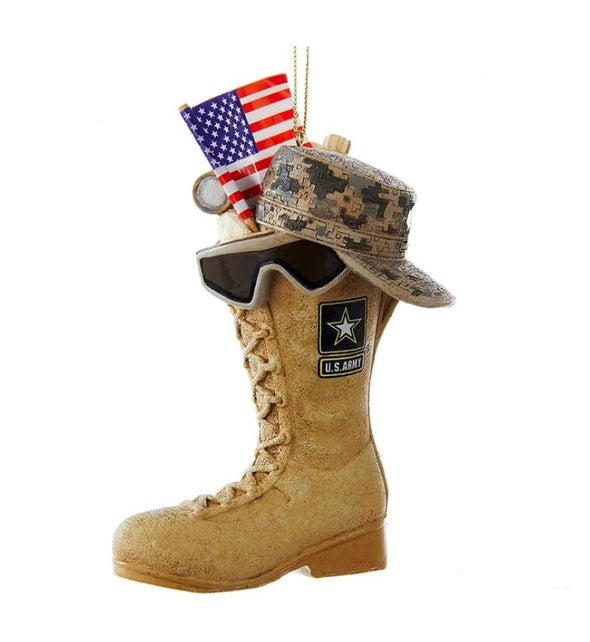 US Army Boot with Flag Ornament