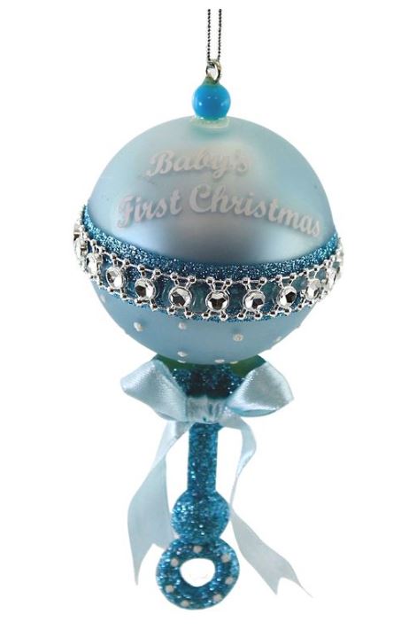 Glass Baby Rattle Ornament by Kurt Adler