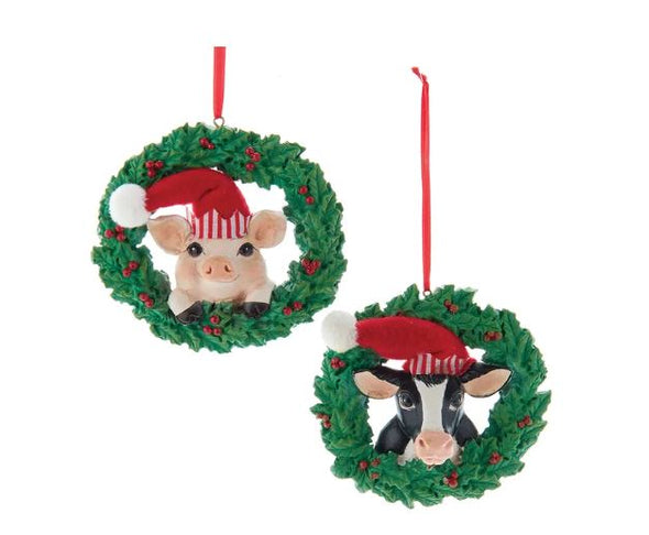 Cow or Pig Ornament with Wreath by Kurt Adler