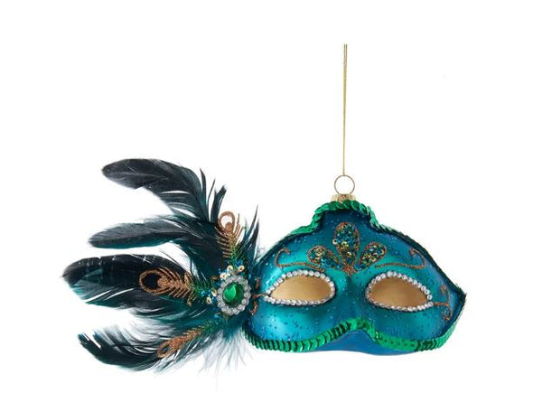 Glass Peacock Mask Ornament by Kurt Adler