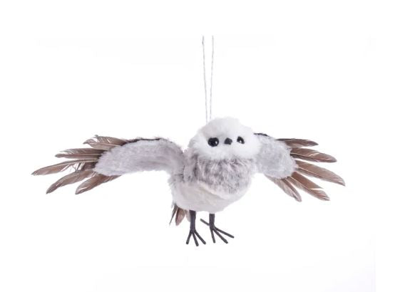 Gray with White Fur Flying Owl by Kurt Adler