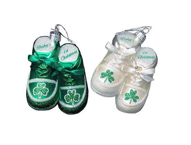 Irish Baby Shoes Glass Ornament from Kurt Adler