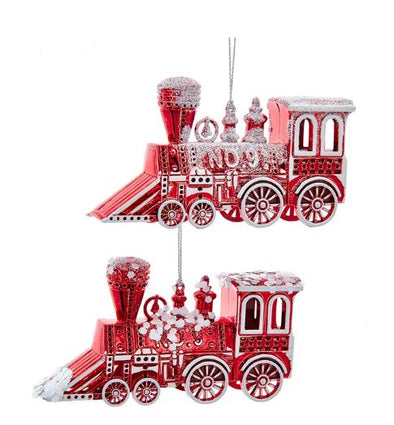 2 pc Red & White Locomotive Ornament from Kurt Adler