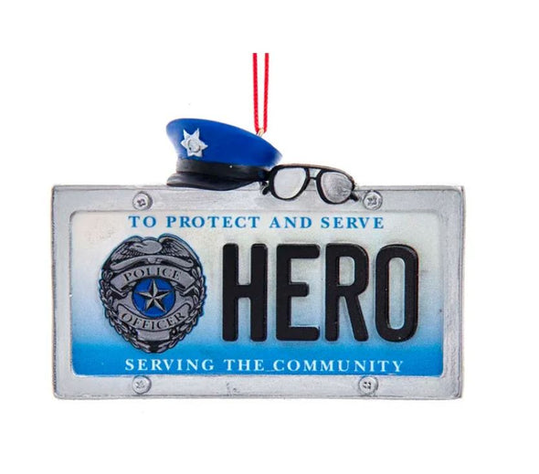 Police Hero License Plate Ornament