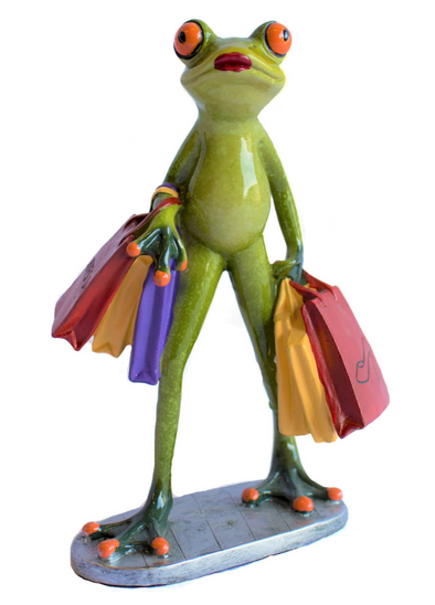 Lady Frog with Shopping Bags