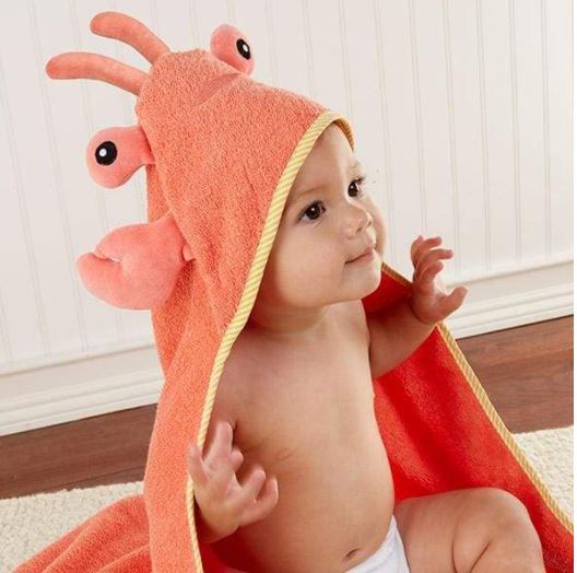 Lobster Laughs Hooded Baby Towel