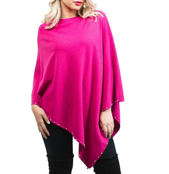Magenta Evening Poncho with Pearls