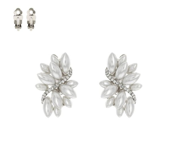 White Marquis Pearl Clip-On Earrings