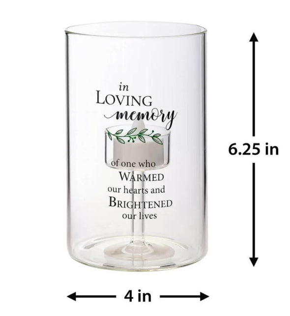 "In Loving Memory" Sympathy LED Glass Tea Light Holder
