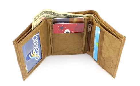 Men's Tan Leather Trifold Wallet