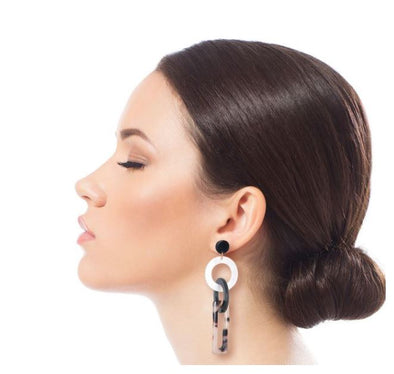 Multi-shape Black and White Earrings