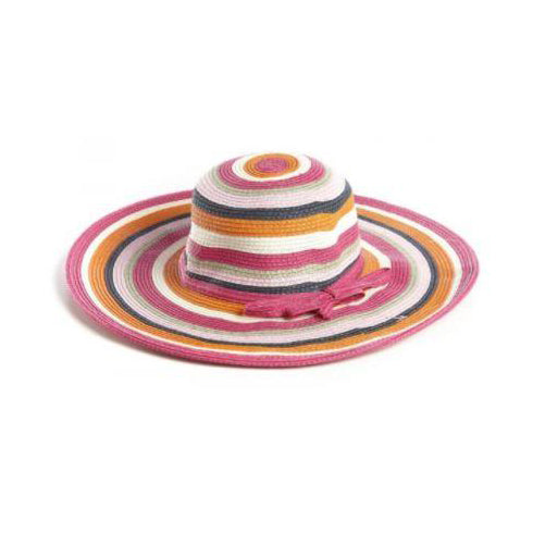 Floppy Beach Hat Straw Chic Stripes Pink Yellow Gray Cute Sunhat