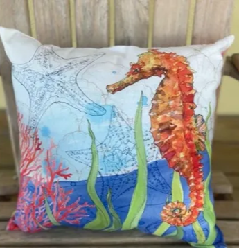 Oceana Turtle & Seahorse Pillow