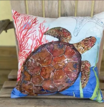 Oceana Turtle & Seahorse Pillow